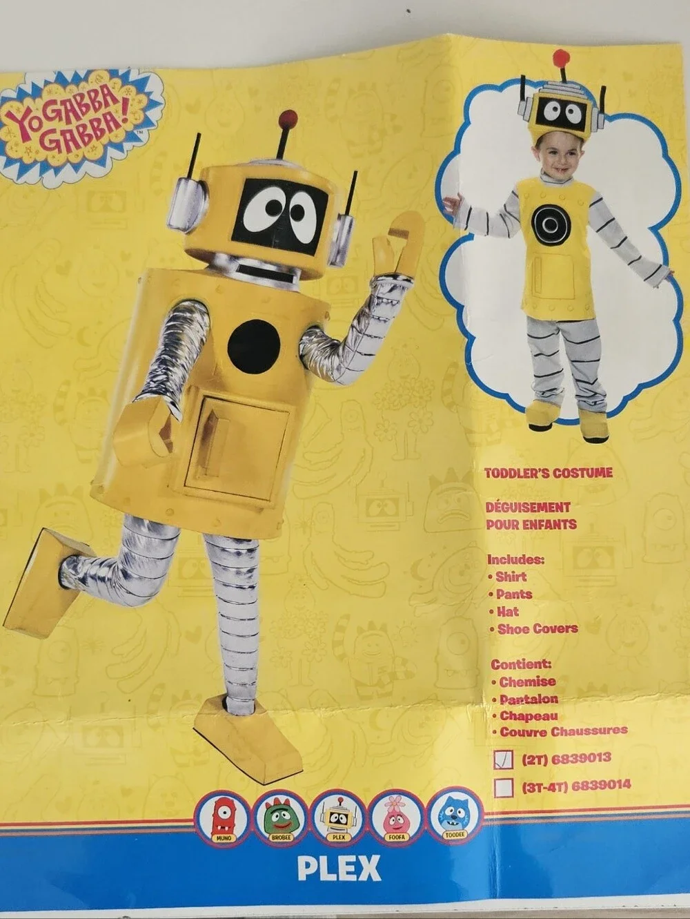 Yo Gabba Gabba Plex Toddler Costume 2T - Yellow Robot Halloween Cosplay Dress Up